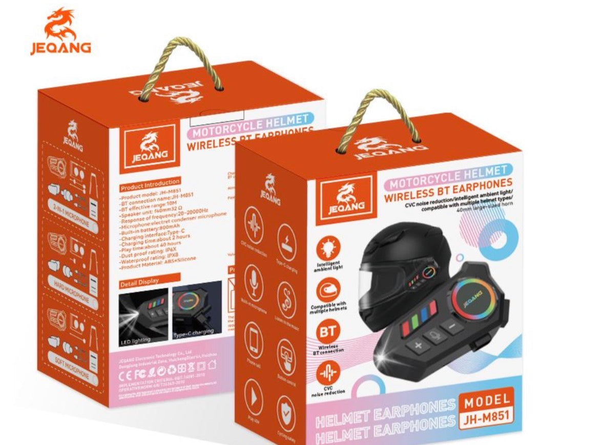 MOTORCYCLE HELMET WIRELESS BT HEADPHONES